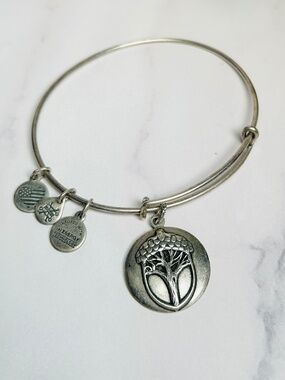 Alex and Ani Unexpected Miracles Acorn Tree Charm Bangle in Silver-Tone 2016